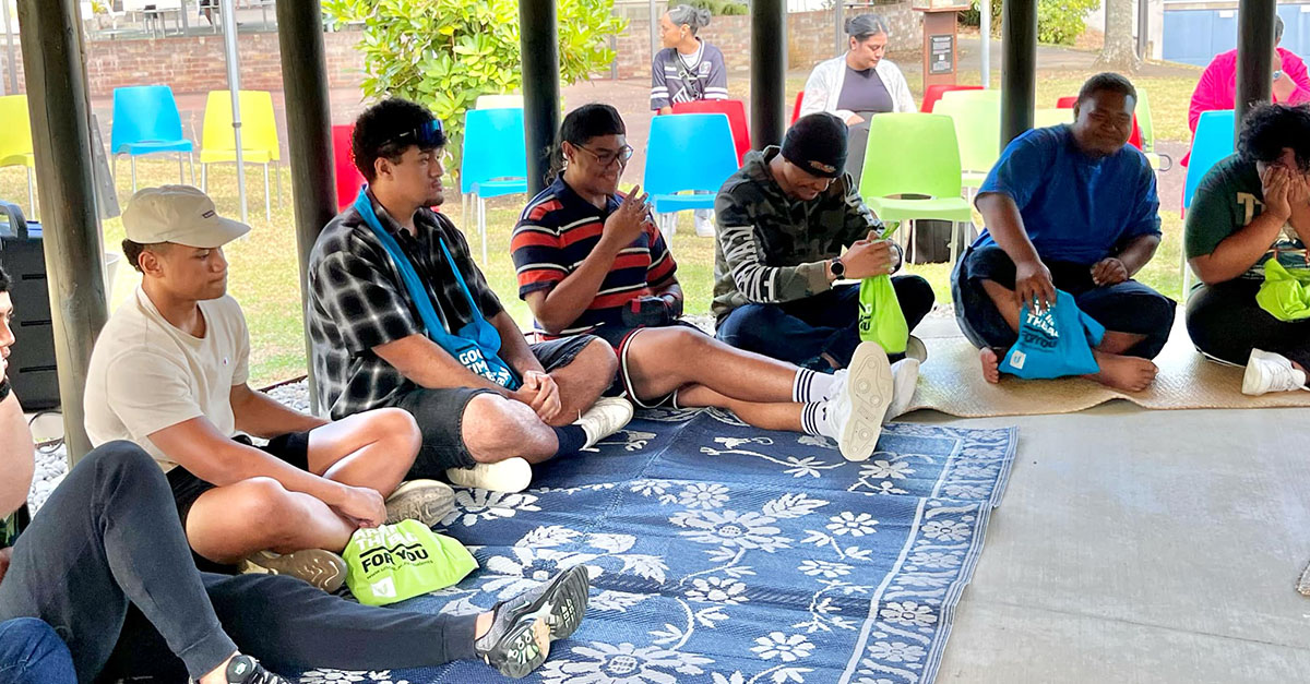 Pacific students sitting inside the Fale during Unitec's 2025 orientation